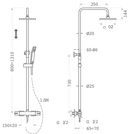 Душевая система с термостатом Teka Soller 852780200