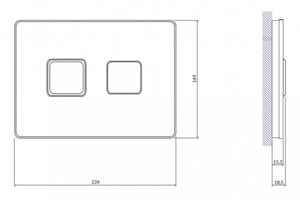 Кнопка Cersanit ACCENTO SQUARE пневматическая стекло белый 63530