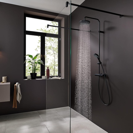 Душевая система с термостатом Hansgrohe Showerpipe 200 1jet EcoSmart Vernis Blend 26089670 черный матовый