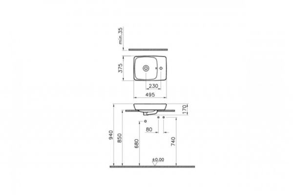 Раковина-чаша Vitra Metropole Bowl 50 5667B003-0016