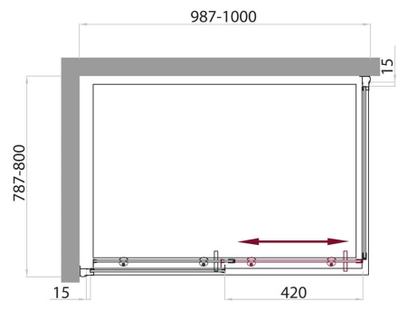 Душевой уголок (100х80) BelBagno UNO-AH-1-100/80-P-Cr