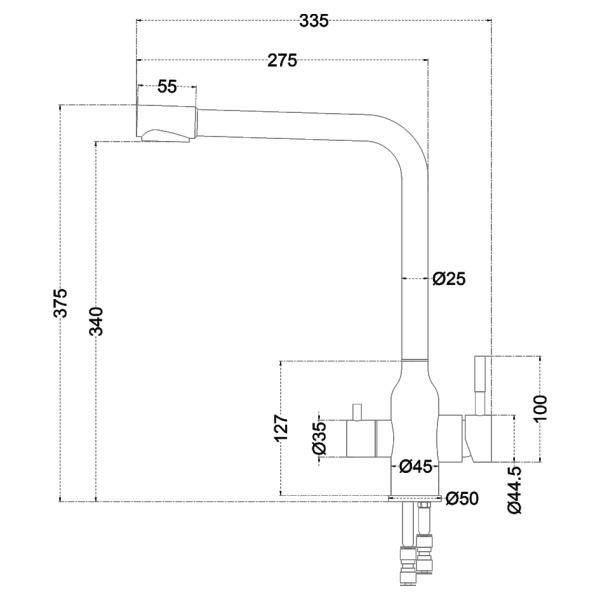 Смеситель для кухни Melana Stello 610304PVD-G золото