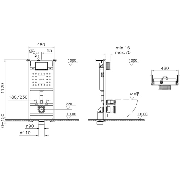 Инсталляция с унитазом Vitra Integra Square 9856B003-7207