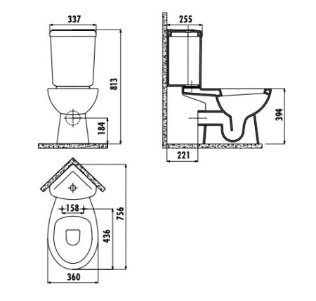 Унитаз напольный угловой Creavit Corner SD310-11CB00E-0000