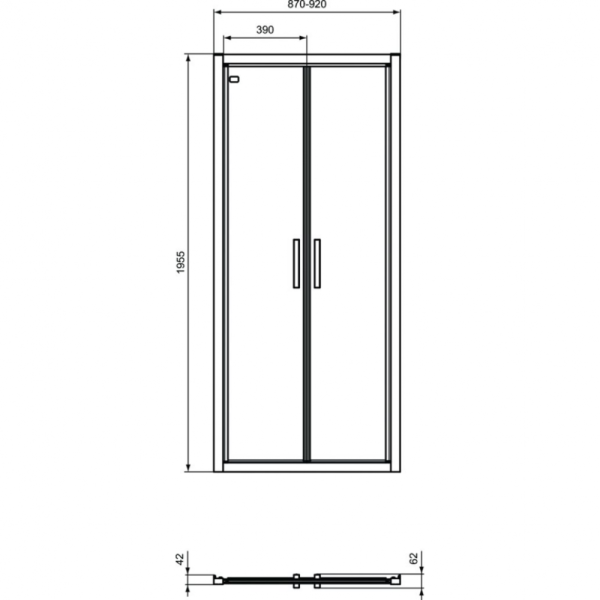 Двустворчатая дверь в нишу Ideal Standard CONNECT 2 Saloon door (90) K9294V3, черный
