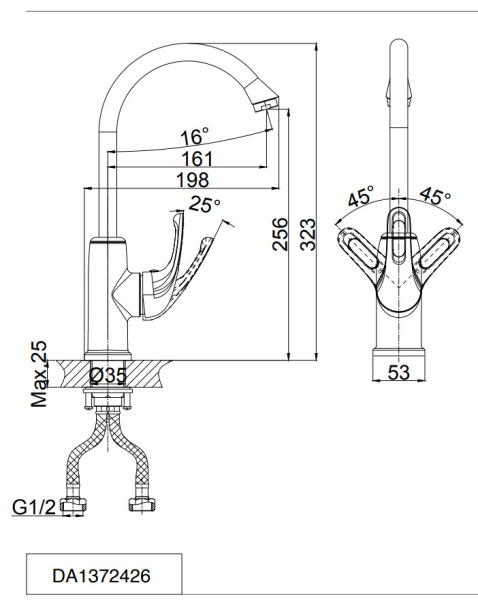 Смеситель для кухни D&K Rhein.Eucharius (DA1372426) высокий белый