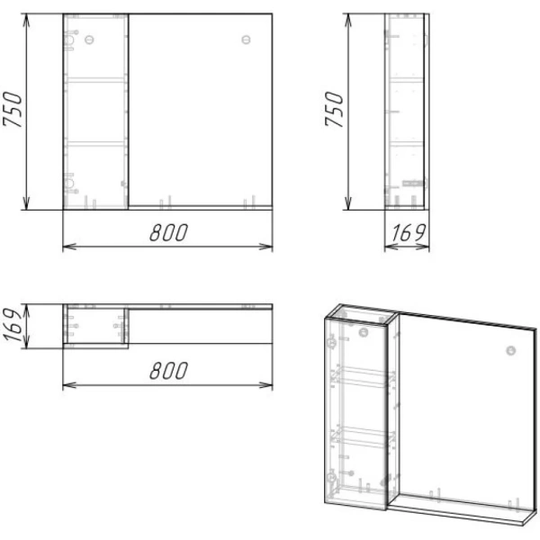Зеркало-шкаф (82х77) Grossman Альба 208006 Лев. веллингтон/белый
