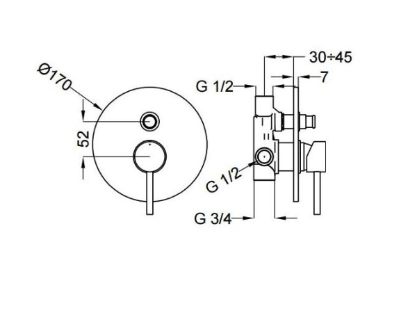 Смеситель для душа Teorema Jabil 73010110041