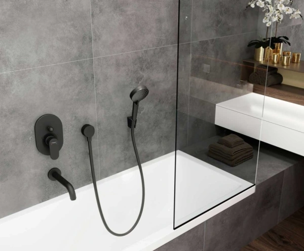 Смеситель для ванны встраиваемый Hansgrohe Hansgrohe Vernis Shape 71458670 черный матовый