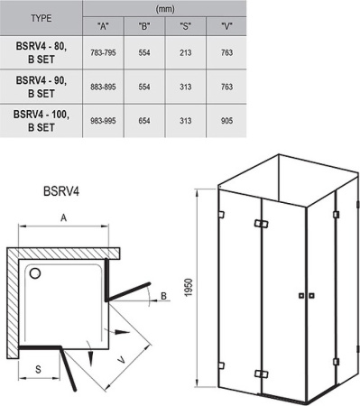 Душевой уголок Ravak Brilliant BSRV4-100 100х100 1UVAAA00Z1
