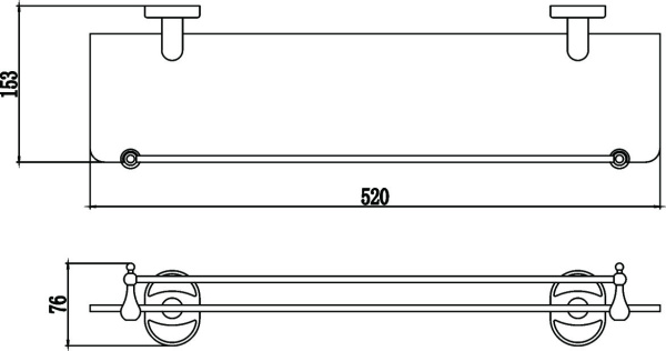 Полка прямая стеклянная 50 см Savol 70 S-007091