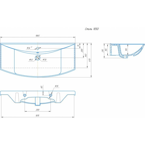 Раковина мебельная Kirovit Стиль 105 (УТ000001524)