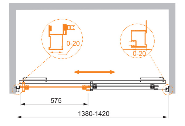 Душевая дверь (140х200) CEZARES LUX-SOFT LUX-SOFT-W-BF-1-140-C-Cr-IV