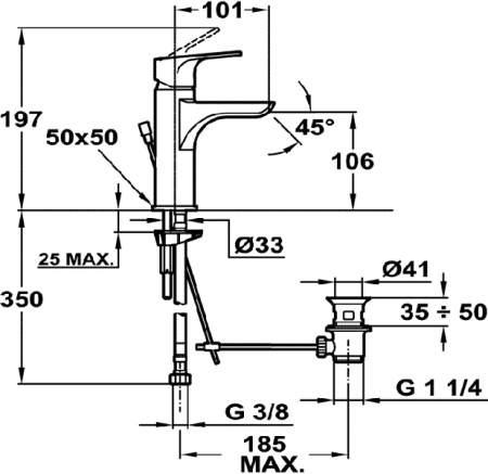 Смеситель для раковины Teka PALMA 653321210 (65.332.12.10)