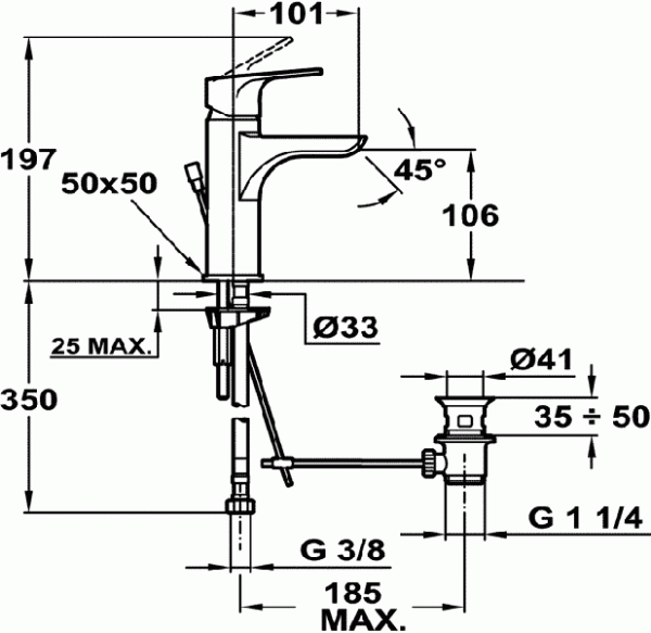 Смеситель для раковины Teka PALMA 653321210 (65.332.12.10)