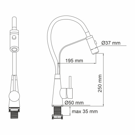 Смеситель для кухни с гибким изливом WasserKRAFT A8417