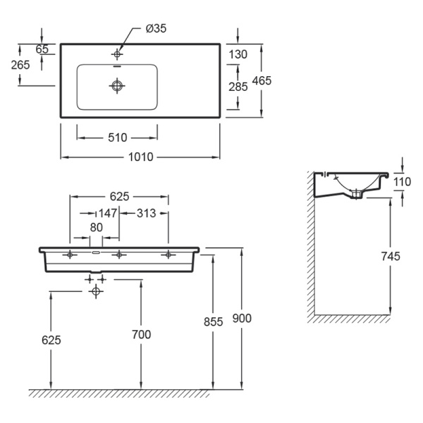Раковина встраиваемая сверху (101х46,5) Jacob Delafon Vox EXAD112-Z-00
