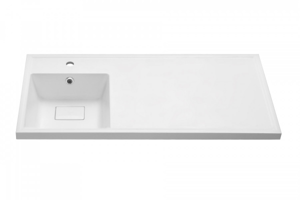 Раковина Aquaton Лайн 1A72853KLF01L, 100 см, литьевой мрамор, левая, белая