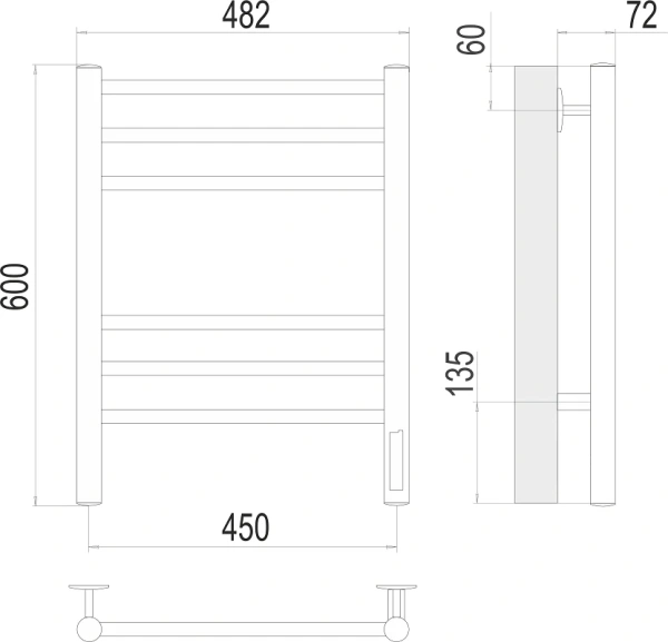 Полотенцесушитель электрический (45х60) П6 Terminus Аврора 4670078527479 черный