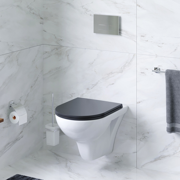 Подвесной унитаз безободковый с сиденьем микролифт Am.Pm Gem C901700SCmb