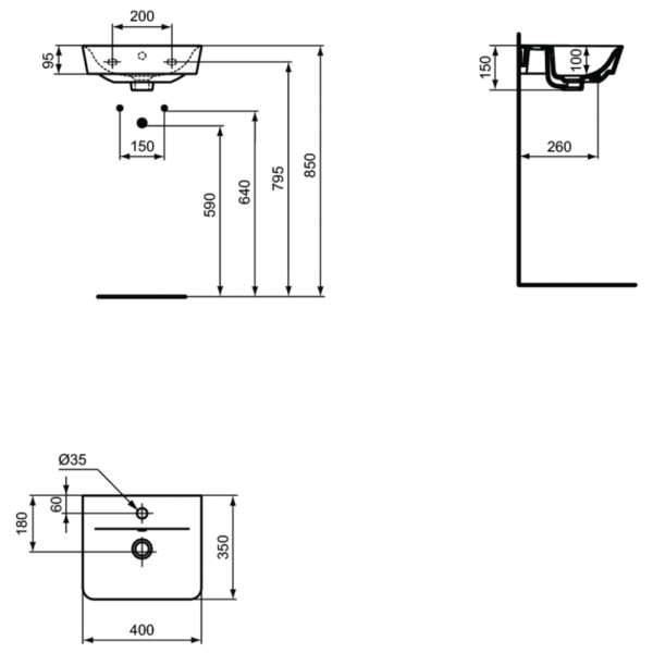 Раковина подвесная Ideal Standard Connect Air 40 E0307V3