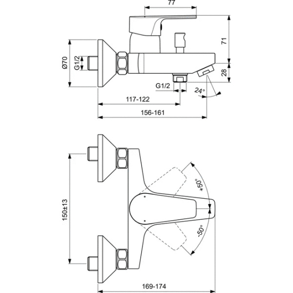 Набор смесителей 3 в 1 Ideal Standard Esla BC264AA