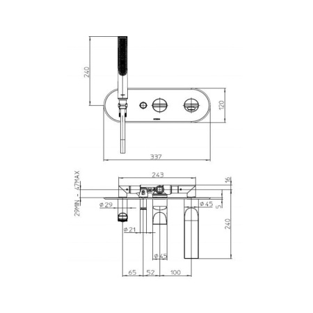 Смеситель для ванны Bossini Apice Z00555.094 никель шлифованный