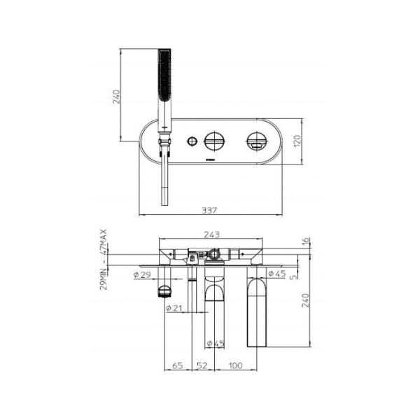 Смеситель для ванны Bossini Apice Z00555.094 никель шлифованный