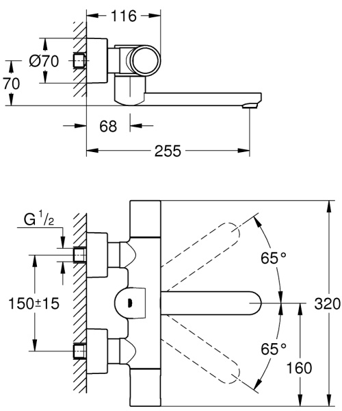 Термостатический смеситель для раковины Grohe Eurosmart Cosmopolitan E 36455 000 (36455000) хром