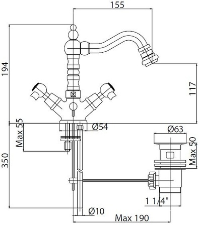 Смеситель для биде Cezares GOLF GOLF-BS2-01