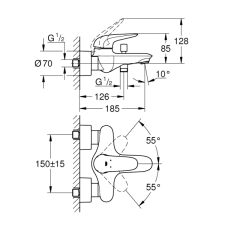 Смеситель однорычажный для ванны Grohe Wave  32286 001 (32286001) хром