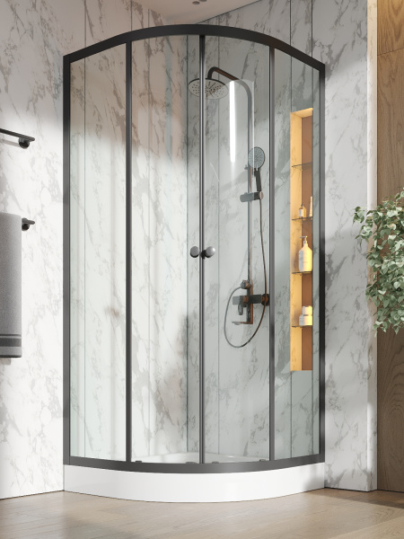 Душевой уголок с поддоном (88х88) Orange E01-090TB матовый черый