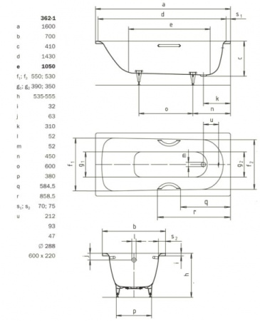 Стальная ванна Kaldewei SANIFORM PLUS 362-1 EASY-CLEAN (160x70) 111700013001