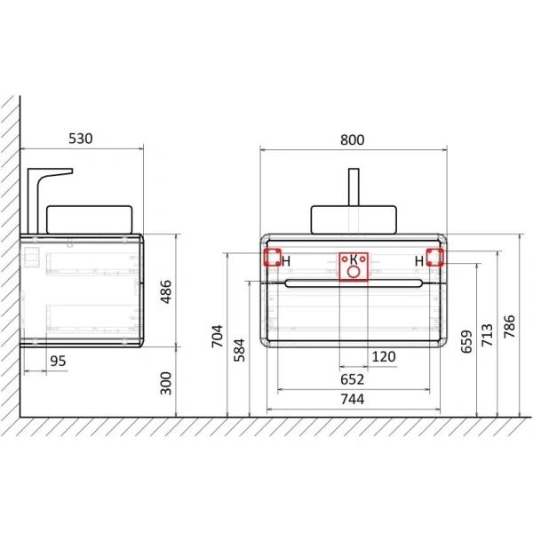 Тумба без раковины Art&Max Genova AM-Genova-800-2C-SO-LN бетон лофт натуральный