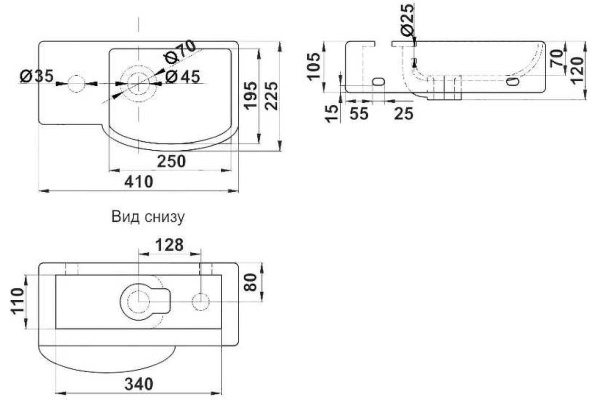 Раковина подвесная (41х22,5) Melana 7947AR-805