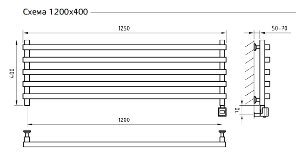 Полотенцесушитель ArtofSpace Cube Horizonta WACEH1200400RAL0000