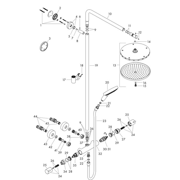 Душевая система с термостатом Hansgrohe Raindance Select S Showerpipe 240 1jet PowderRain 27633000 хром