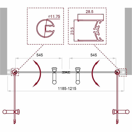 Душевая дверь (120х185) BelBagno UNO-B-2-120-CH-Cr шиншила