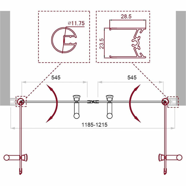 Душевая дверь (120х185) BelBagno UNO-B-2-120-CH-Cr шиншила