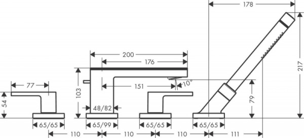 Смеситель на борт ванны Axor MyEdition 47432000