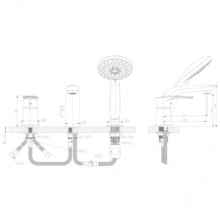 Смеситель для ванны Rossinka T (T40-39)