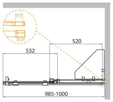 Шторка на ванну с полками CEZARES STREAM-VFS-11-100/150-C-Cr