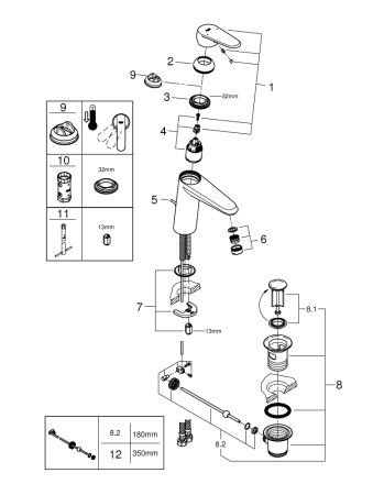 Смеситель для раковины Grohe Eurodisc Cosmopolitan 23448 002 (23448002) хром