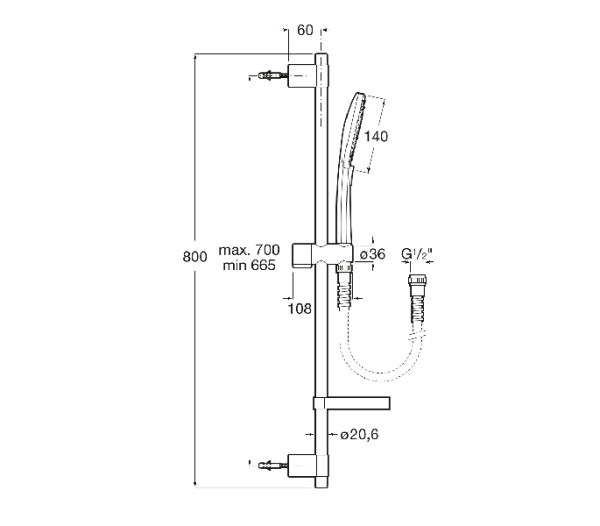 Душевой гарнтиур Roca Plenum Square 140/3F 5B1A10CB0