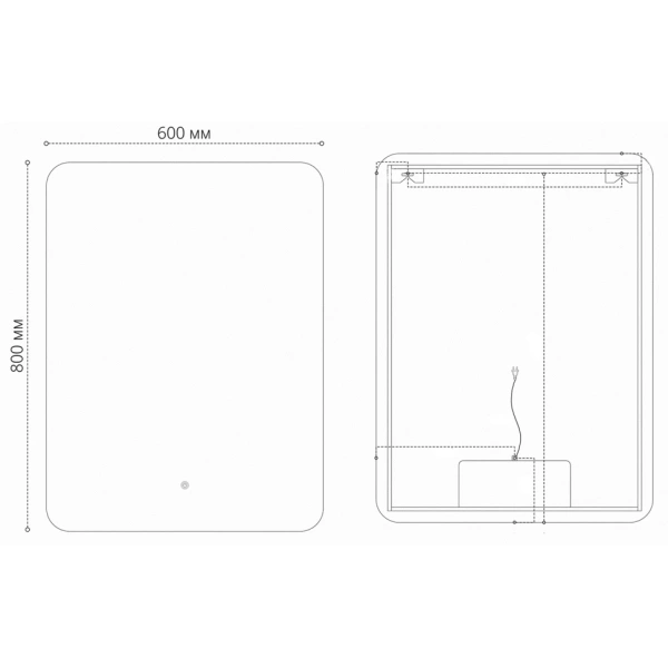 Зеркало (60х80) Grossman ELEGANS-норма BLACK 1760802 LED с сенсорным выключателем и подогревом