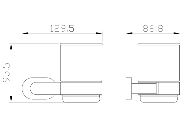 Стакан для зубных щеток с держателем WONZON & WOGHAND FIRST, хром WW-8421