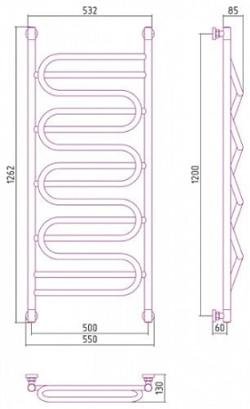 Водяной полотенцесушитель Сунержа Иллюзия+ 00-0210-1250