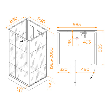 Душевая кабина (100х90) RGW Andaman AN-207 411320790-95