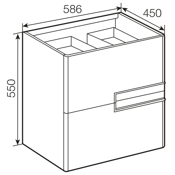 Тумба под раковину Roca Victoria Nord Black Edition 60 2 ящика ZRU9000096