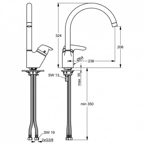 Смеситель для кухни Ideal Standard Cerasprint  New B7473AA